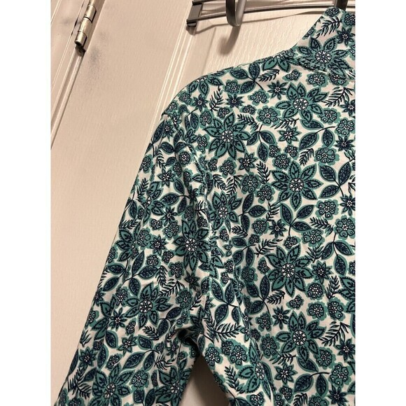 Lands End Women’s MP Turtleneck Blue Green Floral Paisley Print Soft Long Sleeve - Picture 13 of 14